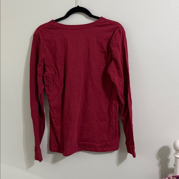 Red Long Sleeve Shirt with Heart Design - Picture 4 of 5